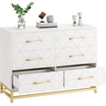 thumbnail image 7 of NEILA White Chic 6-Drawer Wooden Dresser – Spacious Storage Chest with Metal Handles and Elegant Gold Accents for Bedroom, Living Room, Hallway, and Entryway, 7 of 7
