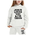 thumbnail image 3 of KidS Girls Jesus Hoodies Long Sleeve Cute Graphic Hoodies Girls Oversize Pullover and Jogger Sweatpants 2 Pcs Winter Clothes Girl Clothes Size 8-9 Years Cute&nbsp;Boys Girls&nbsp;Clothing, 3 of 6