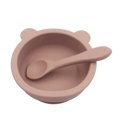 thumbnail image 1 of TFixol Portable Silicone Suction Bowl for Kids with Spoon, Light Red Baby Feeding Set, Durable and Safe Toddler Tableware, 1 of 7