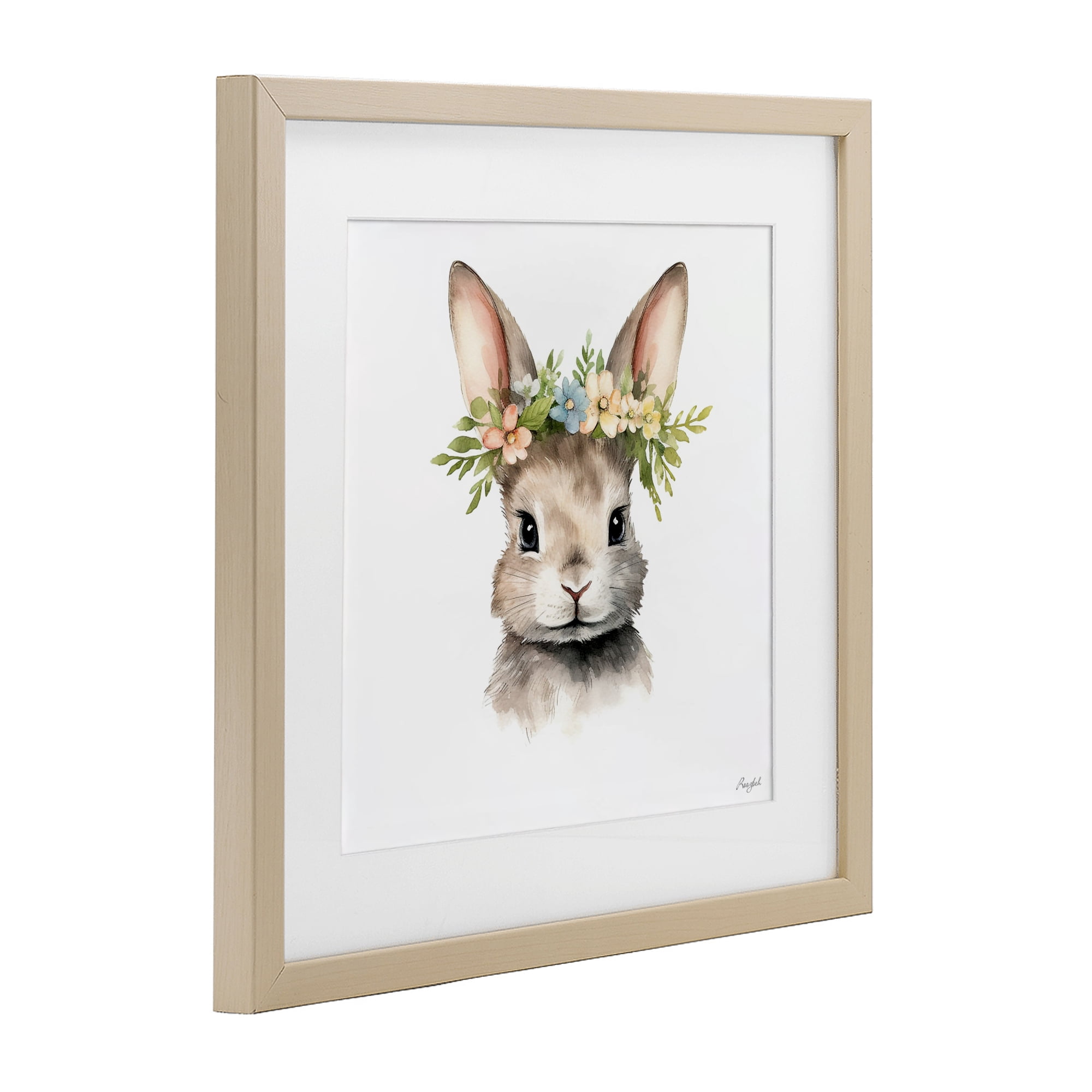 Stupell Industries Woodland Rabbit Flower Crown Birch Framed Print Under Glass, design by Roozbeh