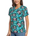 thumbnail image 5 of Yiaed Skull Cat Print Women's T Shirt V-Neck Short Sleeve Shirt Casual Breathable Tee Summer Tops-XX-Large, 5 of 5
