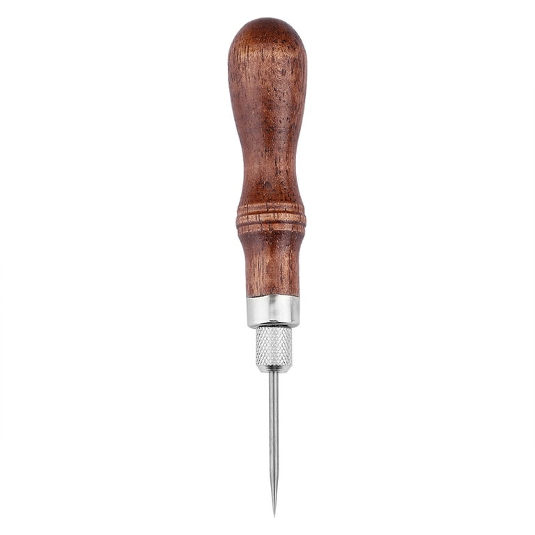 Tebru Leather Stitching Awl,4 In 1 Wooden Handle Leather Stitching Sewing  Awl DIY Leathercraft Hole Punch Tool, Sewing Awl