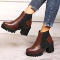 thumbnail image 3 of NECHOLOGY Botas Mujer Adulto Femenino Zapatos Botines para mujer Botas elásticas a la moda para mujer, botines con contraste de tacón y tacón grueso, para invierno (Wine, 8.5), 3 of 7