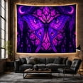 thumbnail image 6 of Butterfly with Crescent Moons in Purple Stained Glass, Mystical Gothic Style for Celestial Art Lovers, Dark Wall Art, Halloween Gift, Tapestry Wall Hanging for Bedroom and Dorm, 6 of 7