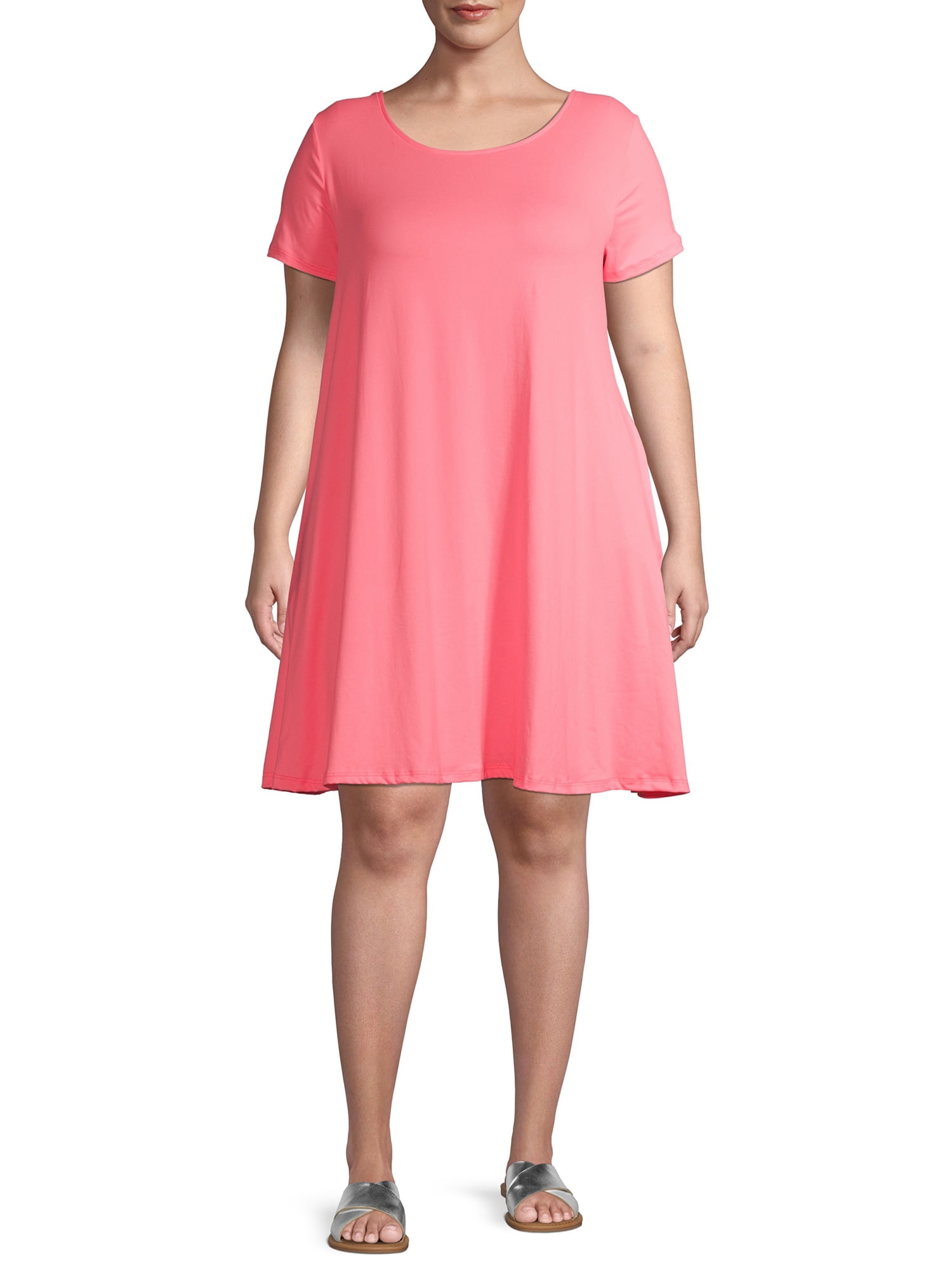 pink t shirt dress plus size