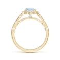 thumbnail image 2 of ANGARA Natural Cushion Aquamarine Ring with Floral Halo in 14K Yellow Gold for Women (Size-6mm) | March Birthstone, Birthday, Anniversary, Jewelry Gift for Women | Natural Aquamarine Ring, 2 of 9