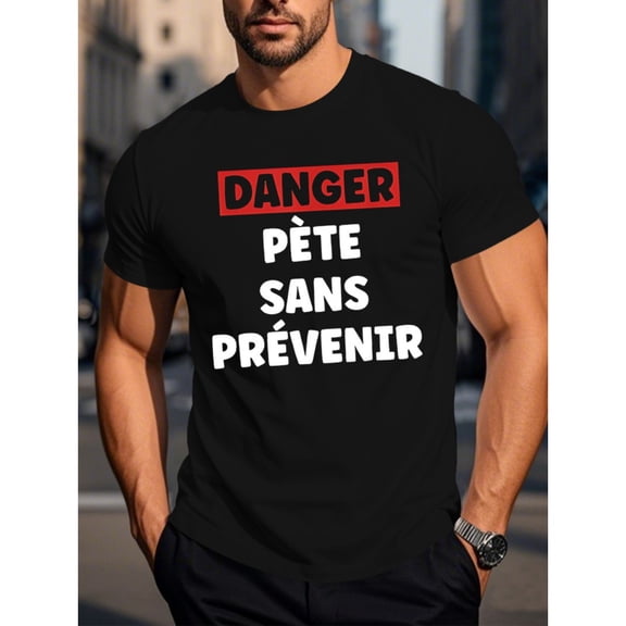 Men's 100% Cotton T-Shirt 180gsm - Men'S Fun French Humor Graphic T-Shirt, Black Comfortable Breathable Soft Tee, Gift for Men