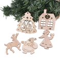 thumbnail image 3 of 10Pcs Hollow Out  Tree Snowman Christmas Wooden Pendants Hanging Ornament, 3 of 9