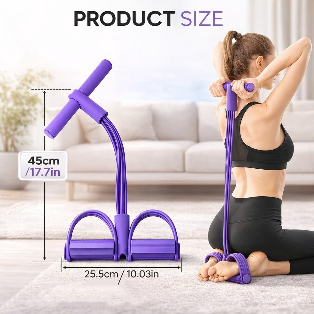 Pedal Resistance Bands with Handles, 6-Tube Elastic Yoga Pedal Puller, Natural Rubber Tension Rope for Full Body Training, Abs Arms Legs Waist Workout, Home Gym Pilates Fitness