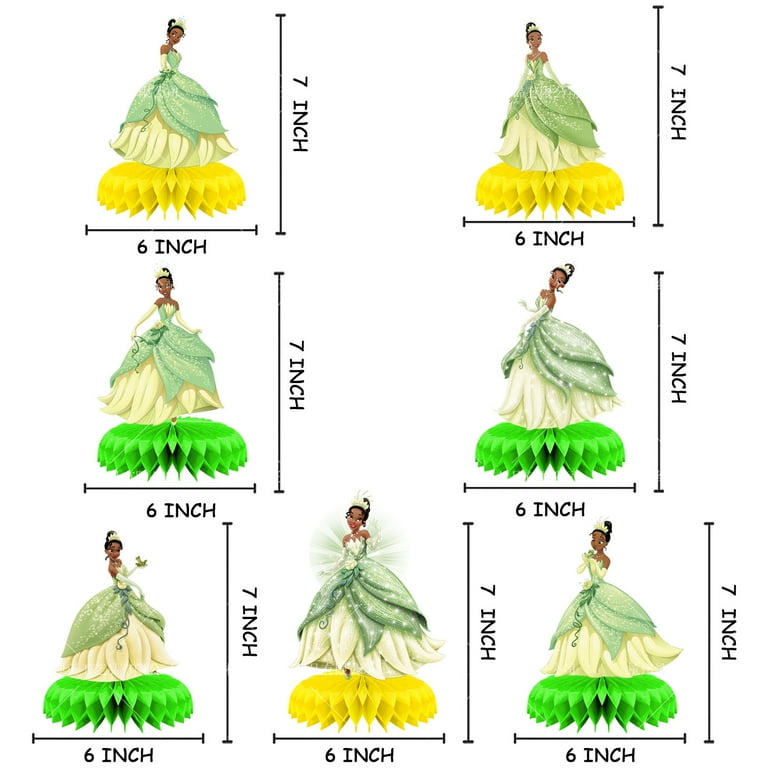 7Pcs Tiana Princess Honeycomb Centerpieces for Party Supplies, Double Sided Table Birthday Decorations Centerpieces Party Favors, Shower Cake Topper Photo Booth Props Party