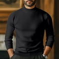 thumbnail image 2 of Men's Mock Turtleneck Fleece-Lined Solid Color Sweater, Slim Fit Pullover, Warm Knit Long Sleeve Top for Winter, 2 of 4