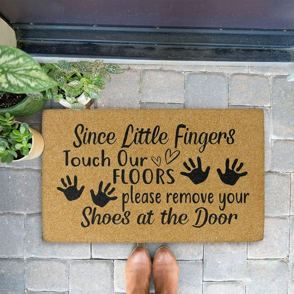 Lonkogqi Welcome Door Mats Since Little Fingers touch Our Floors Please Remove Your Shoes Doormat Housewarming Gift Funny Welcome Doormat Greeting Front Porch Rugs Door Mats Carpet Decor 16x24 Inch