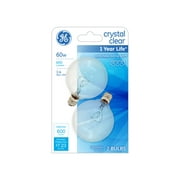 GE Crystal Clear Incandescent Globe Light Bulbs, 60 Watt, Small Base, 2pk