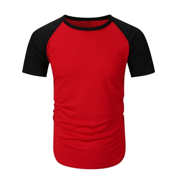 JAJAHO Men's Running Shirts Raglan Short Sleeve Fitness Stretchy Sports Top Color Block Crew Neck Base Layer T Shirt Summer Workout Gym Comfortable Tops