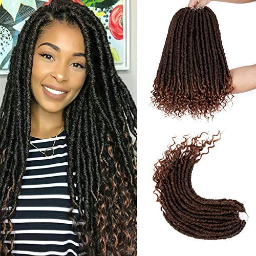6Packs/Lot 20 Inch Goddess Faux Locs Crochet Hair Straight Goddess Locs with Curly Ends Synthetic Crochet Hair Braids for Women(1B-30#)