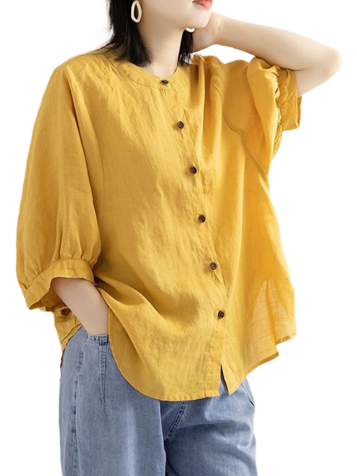 womens yellow blouse
