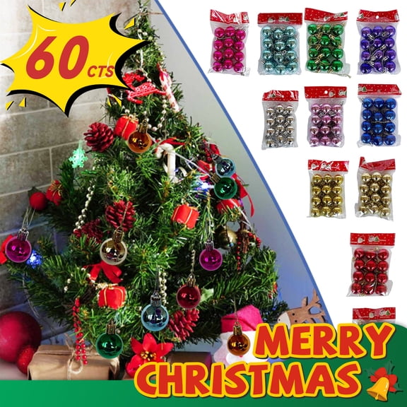 Twfbrm 60PCS Christmas Balls Ornaments 30MM Christmas Decorations For Home Christmas Tree Ornaments Shatterproof Indoor Decorations Festive Party Pendant Room Decor Christmas Decorations Clearance