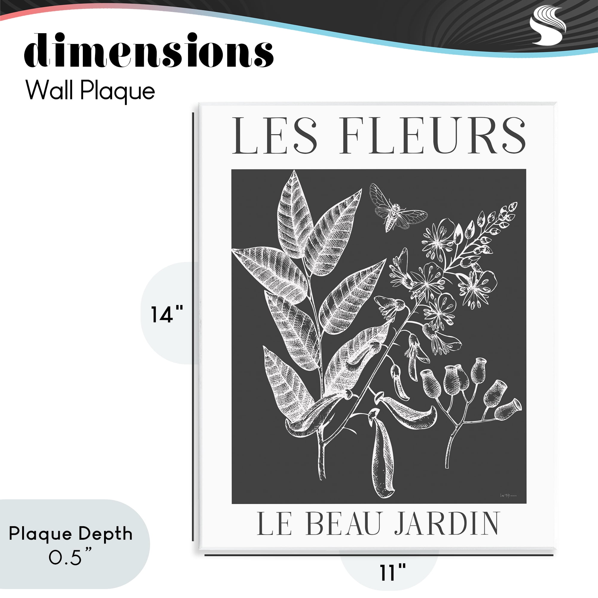 Stupell Industries Les Fleurs Black & White Contour Wall Plaque Art, design by Lux + Me Designs