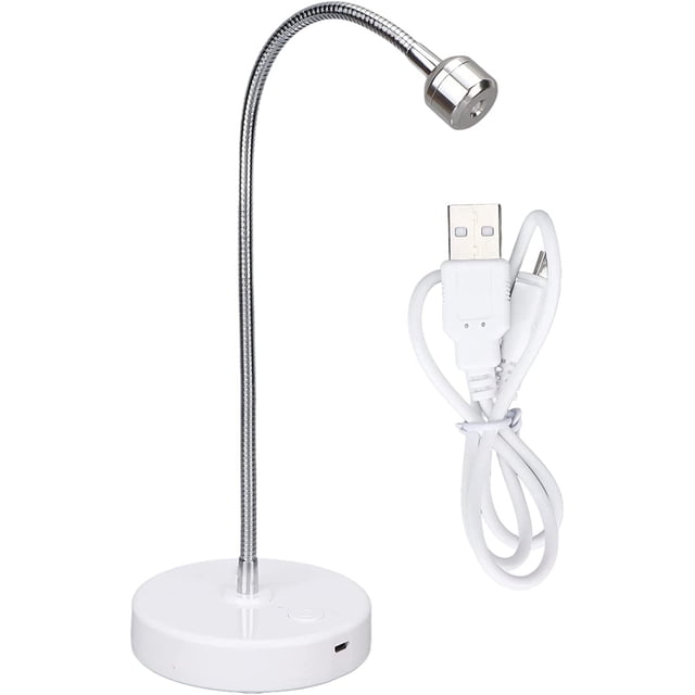 Lámpara de uñas UV LED, secador de uñas profesional USB de 3 W con cuello de cisne giratorio de 360°, lámpara de curado de esmalte de uñas de gel portátil de secado rápido, batería incorporada d