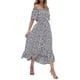thumbnail image 4 of VISgogo Vestido de mujer, estampado floral, hombros descubiertos, manga corta, decoración de botones, dobladillo con volantes, vestido de blusón VISgogo  moda, 4 of 9
