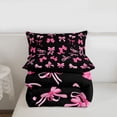 thumbnail image 5 of Manfei Pink Coquette Bowknot Queen Comforter Set For Girls,Pink Princess Bow Bedding Comforter Set For Kids,Black Reversible,3-Piece, 5 of 7