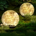 thumbnail image 2 of 1pc Garden Solar Light, Cracked Glass Globe Waterproof LED Outdoor Decorative Light, 2 of 5