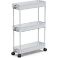 thumbnail image 1 of LLMRR 3 Tier Slim Rolling Cart, Rolling Storage Cart with Lockable Wheels, Bathroom Storage Cart, Mobile Shelving Unit Cart, Storage Organizer for Kitchen Bathroom, Gray, 1 of 1