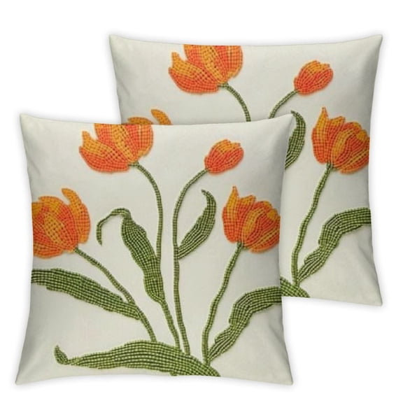 BANET Pack of 2 Decorative Throw Pillow Cover Farmhouse Floral Floor Pillowcase for Couch Living Room Sofa Bed 12x12in