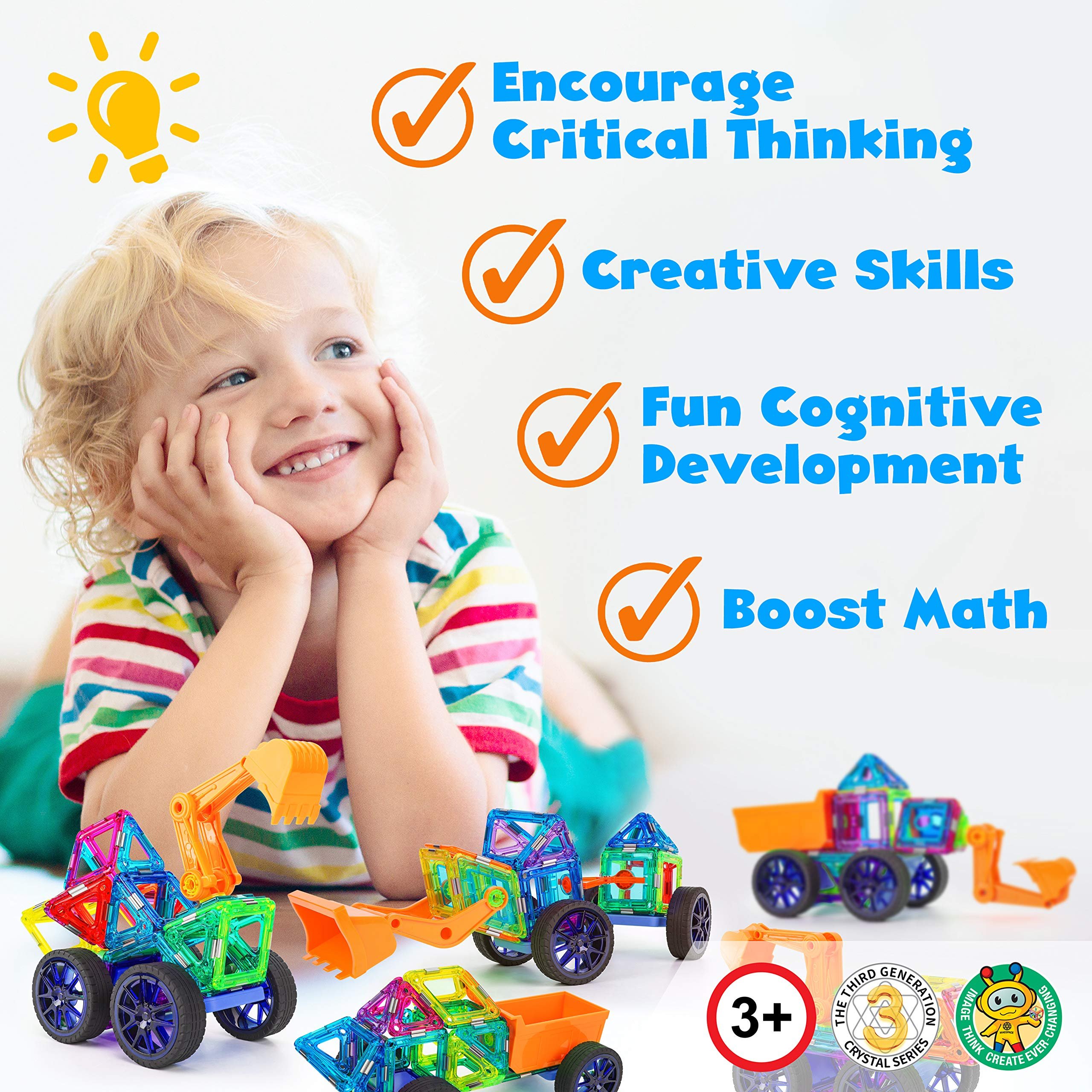 Hurtle HURWHEL2 - Magnetic Blocks Wheels Set - Compatible with Other Brands of Standard Size Magnetic Tiles, Magnetic Toys Wheels Bases for Kids/Toddlers (2 pcs.)