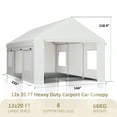 thumbnail image 5 of NETAJE 12' x 20' Heavy Duty Portable Garage, Carport with Side-Opening Door & Roll-up Windows, Car Canopy Reinforced Four-Hole Base for Car, Truck, Boat, 5 of 6