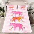 thumbnail image 2 of Manfei Kawaii Pink Tiger Twin Sheet Sets, Fashion Wildlife Print Twin Fitted Sheet, Teens Adult Men Women Flat Sheet, Breathable Home Decor, 3 Pieces, 2 of 7