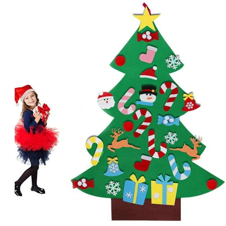 Cute Diy Christmas Gifts EEEKit 3ft Felt Christmas Tree for Kids Children - DIY Christmas Tree with 26 Pcs Detachable Ornaments - Door Wall Hanging Xmas Gifts Christmas New Year Decorations with Hanging Rope ()
