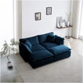 thumbnail image 2 of Modular 2-Seater Sofa and Ottoman Set in Blue Chenille Fabric, Customizable Living Room Sectional, 2 of 10