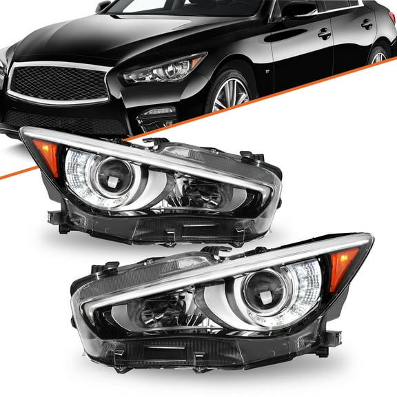 Bryght For 2014-2022 Infiniti Q50 LED DRL w/o AFS Projector Headlights Assembly Lamps