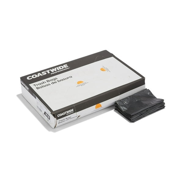 Staples Coastwide Trash Bags 20-30 Gallon 30x36 Low Density 0.45 Mil Black 250 CT 814875