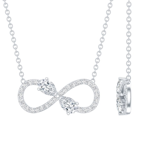 Rosec Jewels Lab Created Diamond Infinity Knot Necklace for Women (EF-VS Quality) Ready to Gift for Anniversary, 925 Sterling Silver
