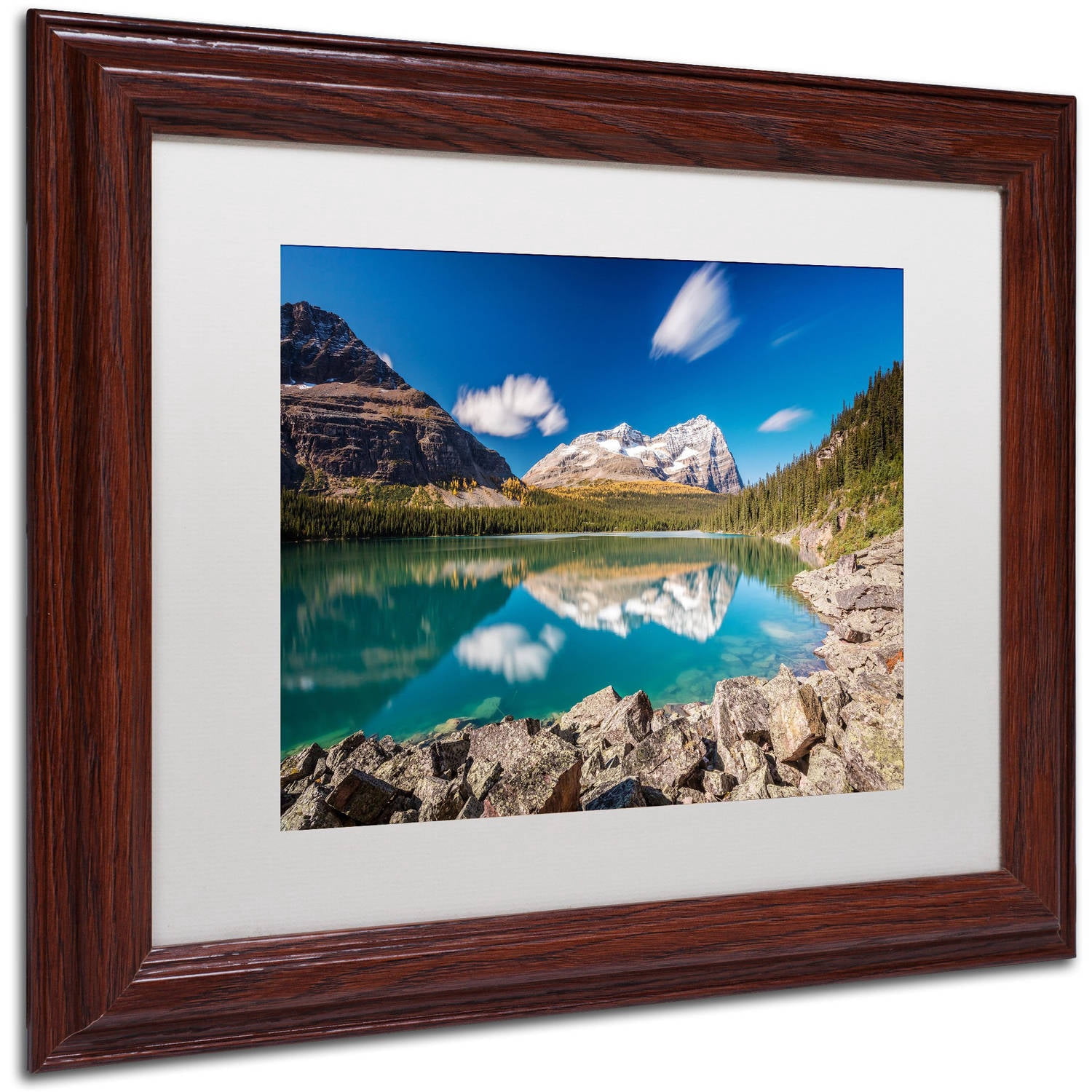 Trademark Fine Art 'Lake O'Hara Daydream' Canvas Art by Pierre Leclerc, White Matte, Wood Frame