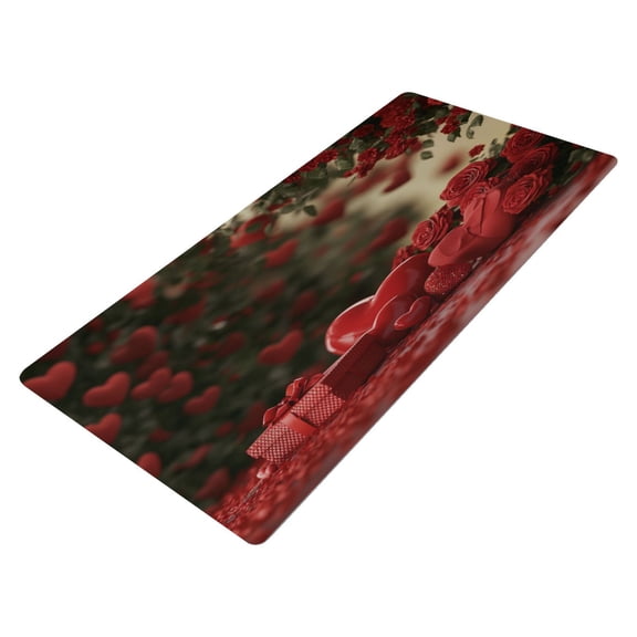 Leather Keyboard and Mouse Desk Mat Office Desk Accessories Protective Office Desk Decor Desk Pad Mat for Gaming, Work from Home, Office Red Roses and Gift Boxes 16.5" x 35.4"
