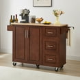 thumbnail image 5 of Kitchen Island with Drop Leaf Counter Top, Rolling Kitchen Island with Storage, Barn Door Kitchen Island Table Tower Rack, Island Table On Wheels for Kitchen, Brown, 5 of 8