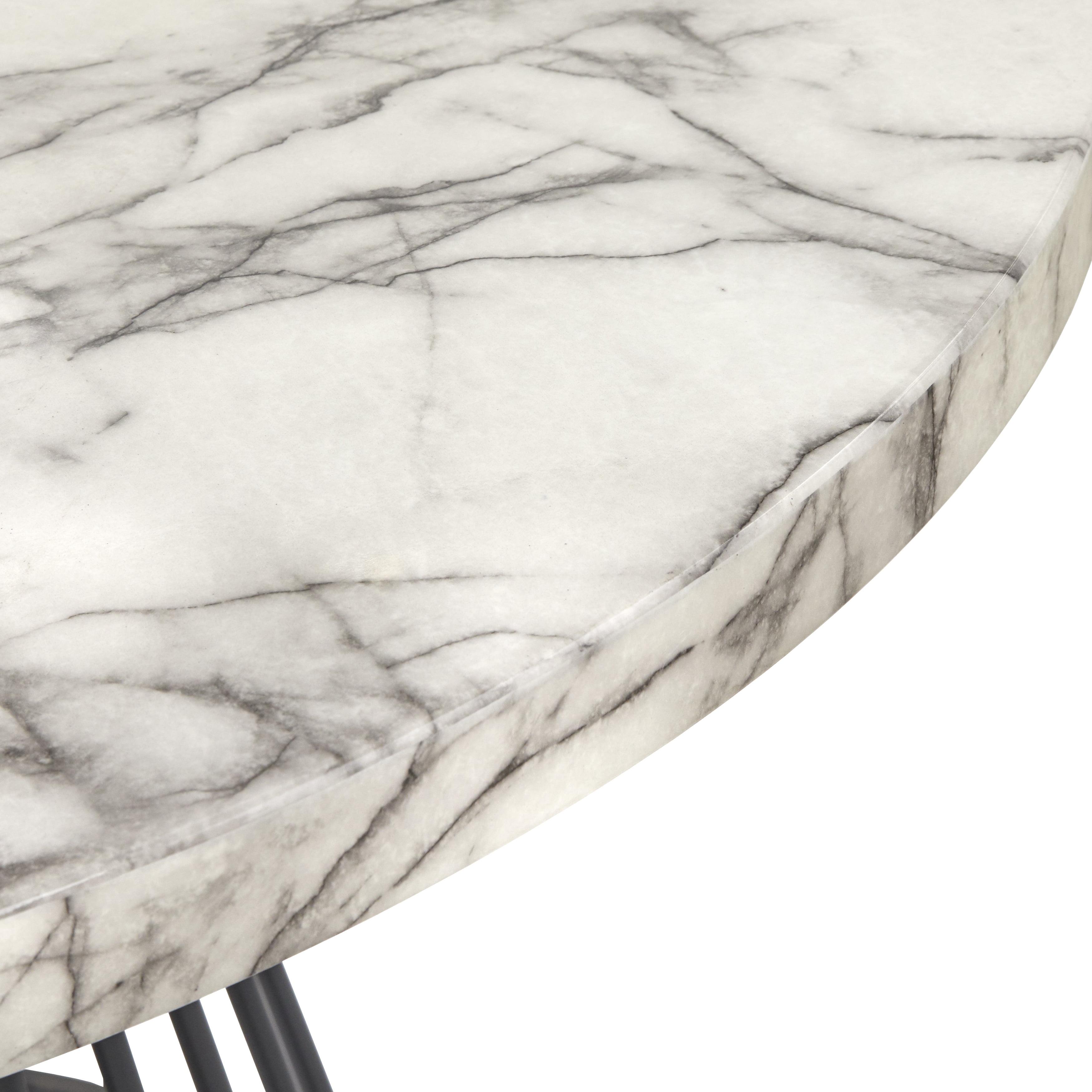 TMS Indra 45" Round Indoor Dining Table, Black/Cream Faux Marble