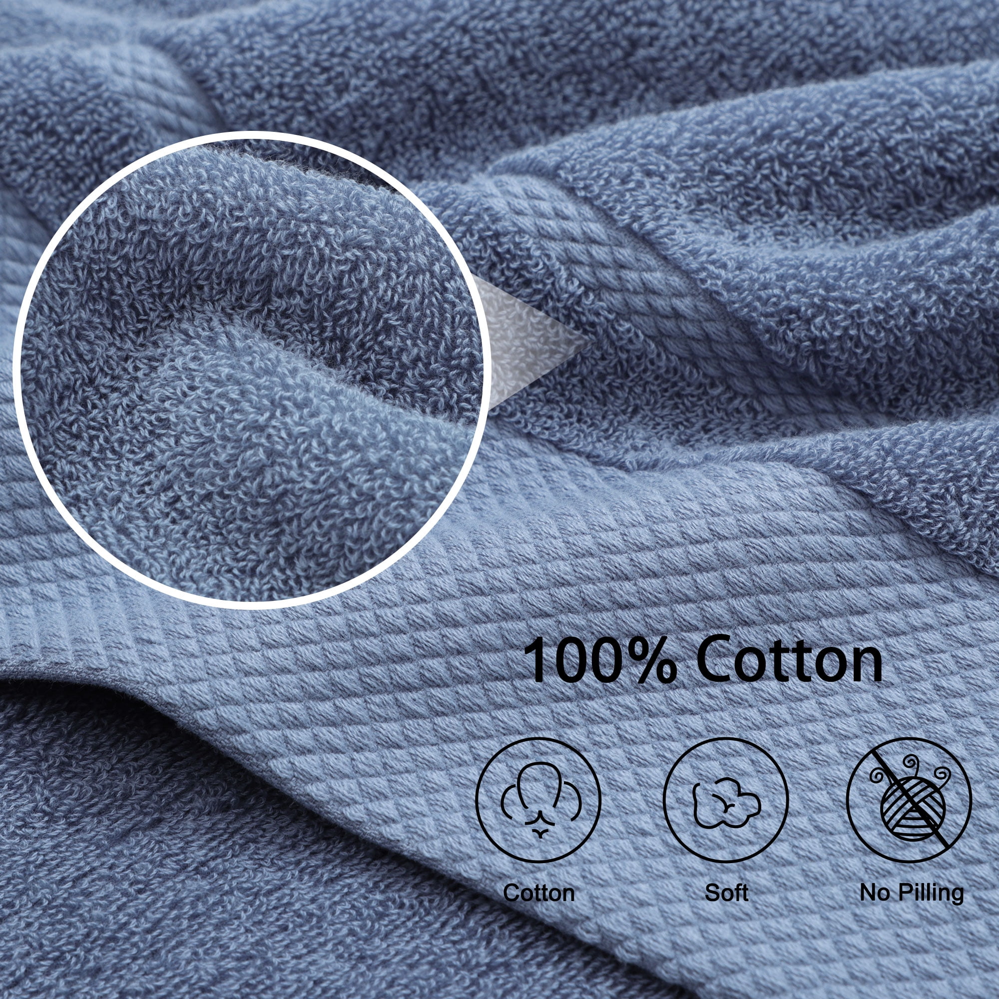 REGALWOVEN Bath Towel Set 27" x 54", Soft 100% Combed Cotton 600 GSM Luxury Towels  for Bathroom Kitchen Steel Blue 4