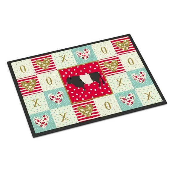 24 x 36 in. Belted Galloway Cow Love Indoor or Outdoor Mat