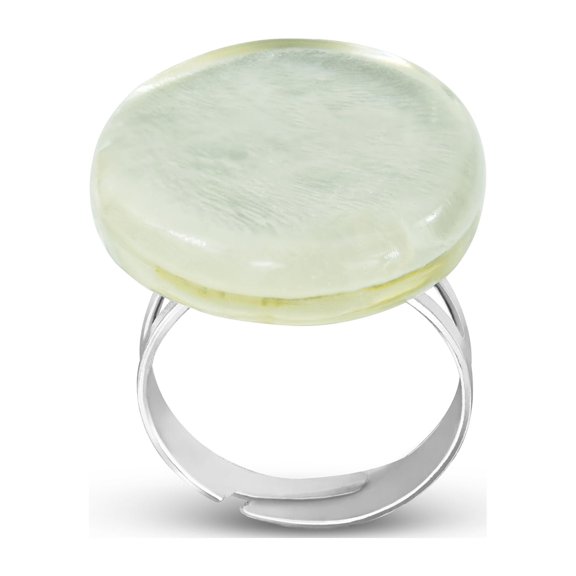 Cute and Vibrant Ocean Inspired Natural White Capiz Shell Circle Ring