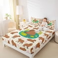 thumbnail image 4 of Erosebridal Brown Cartoon Capybara Full Size Sheets, Kid Girl Boy Bed Sheets, 4 Pieces, 4 of 5