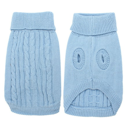 Unique Bargains Pet Dog Doggy Light Blue Cable Knit Ribbed Cuff Knitwear Costume Sweater M