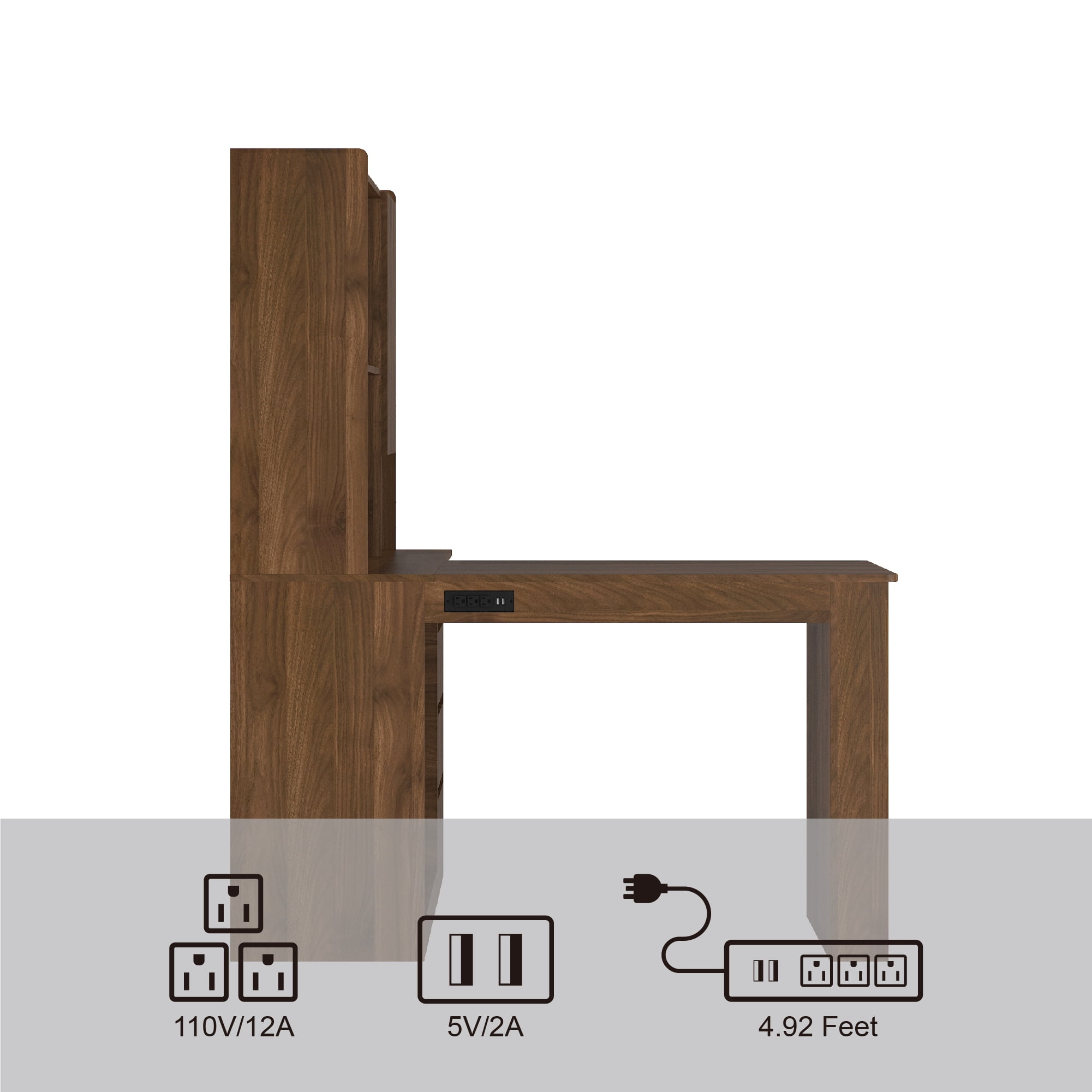 NEW L Shaped Desk with Charger,Computer Desk with Drawers,Bookshelf, with LED Light,Modern Corner Desk,Home Office Desk,L-Shaped Study Table Writing Desk,Corner Gaming Computer Desk with Storage