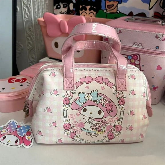 Sanrio Kawaii My Melody Handbag Student Cartoon Anime Daily Commuting Stationery Cosmetics PU Storage Bag Uniform Bag Girl Gift