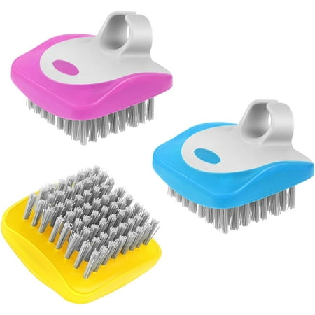 3 Piece Assorted Color Vegetable Potato Scrubber Brush Ergonomic Silicone Finger Grip Kitchen Fruit Cleaning Tool