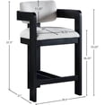 thumbnail image 3 of Meridian Furniture Sacha Grey Linen Textured Fabric Stool, 3 of 9