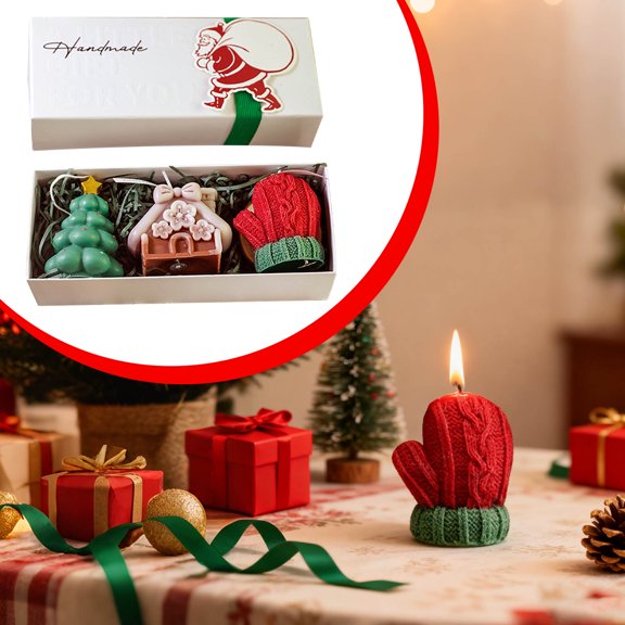 Christmas Scented Candle Gift Set - Holiday Themed Candles Festive Shapes, Aromatherapy Soy Wax Candles for Xmas Home Decor, Cute Holiday Candle Set